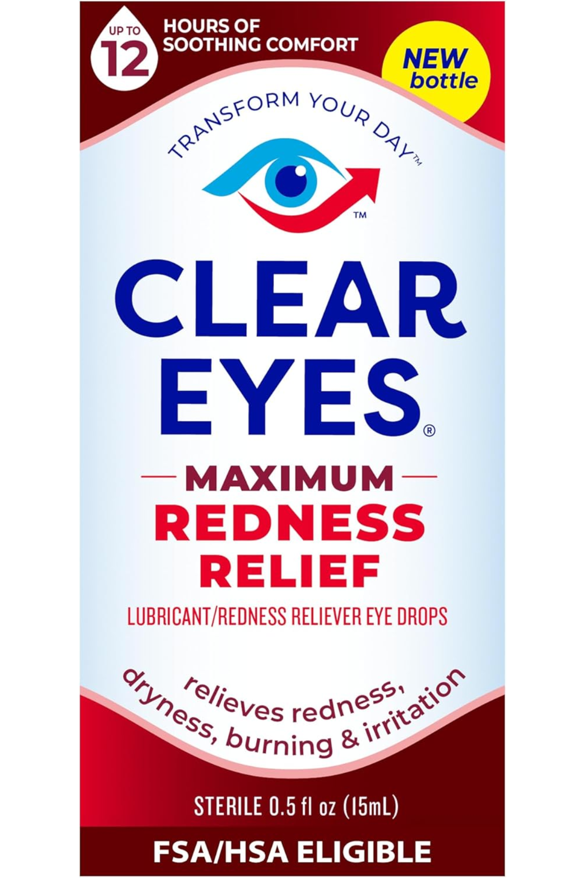 Clear Eyes Maximum Redness Relief Eye Drops – 12 Hours Comfort - 15mL