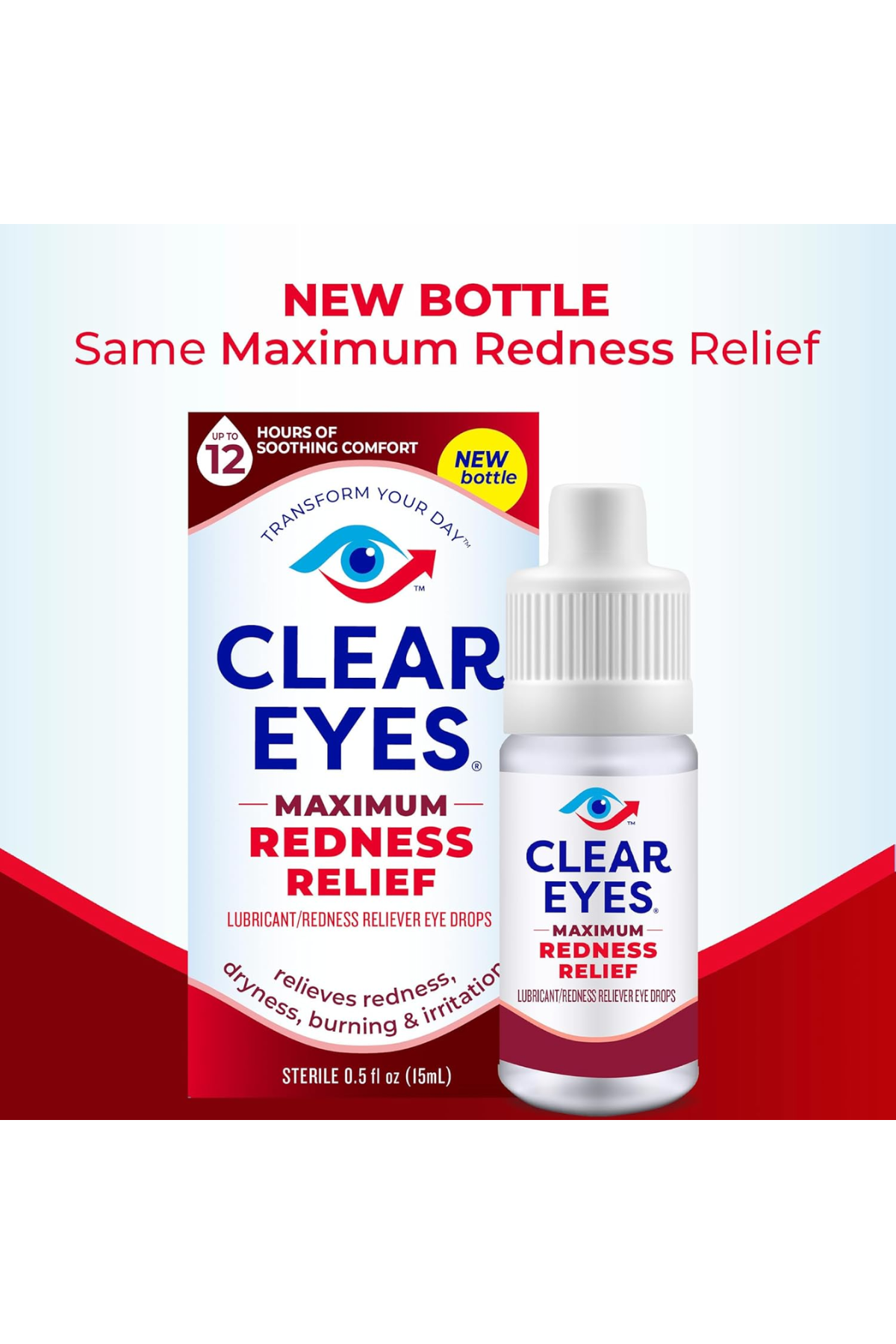 Clear Eyes Maximum Redness Relief Eye Drops – 12 Hours Comfort - 15mL